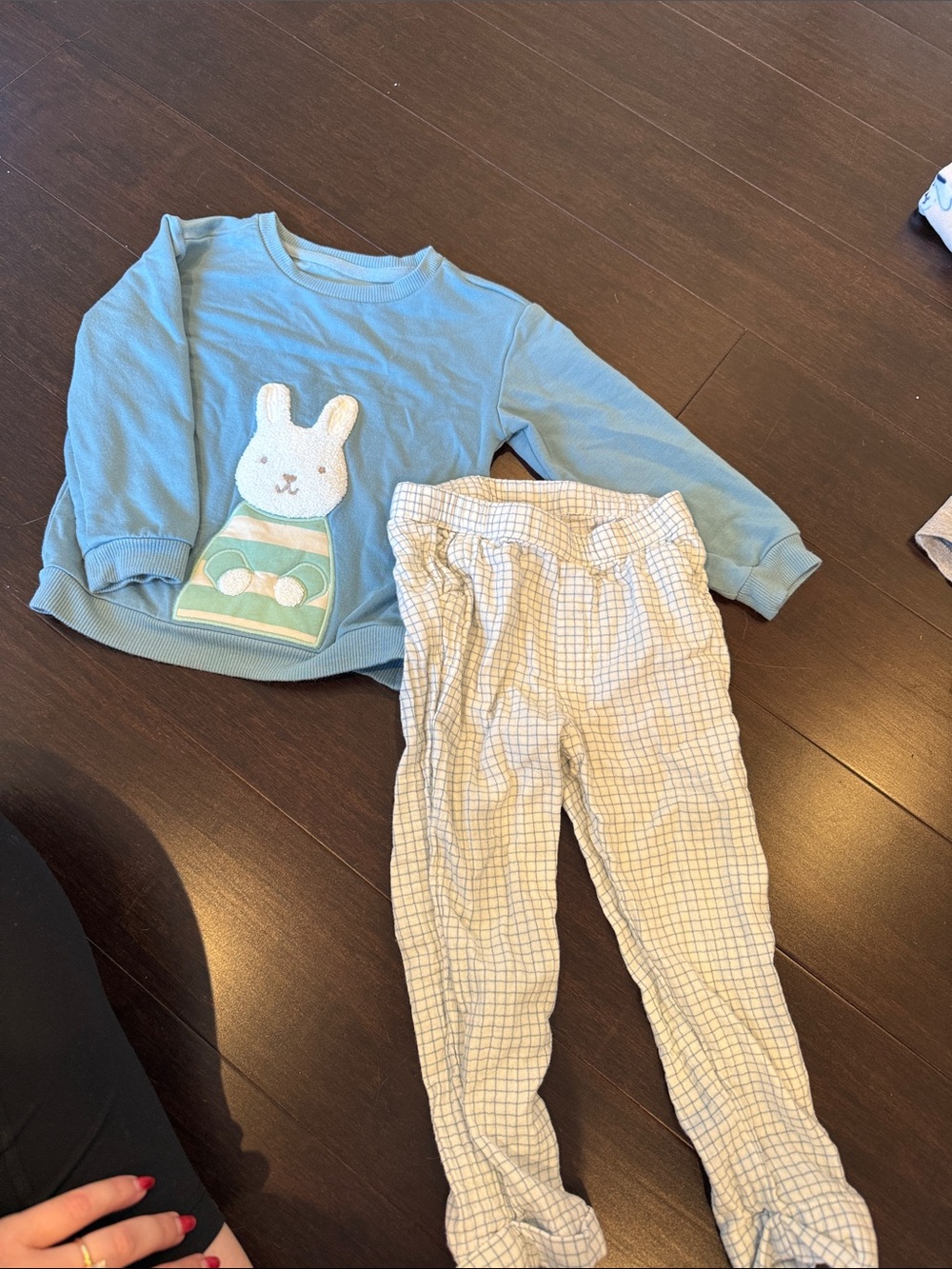 cloud island Blue Bunny Pajama Set with Check Pants